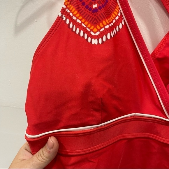 Athleta Cozumel Twist Back Tankini Swim Top in Saffron Red Medium - Picture 5 of 8